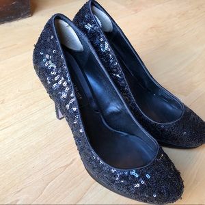 White House Black Market black sequin heels